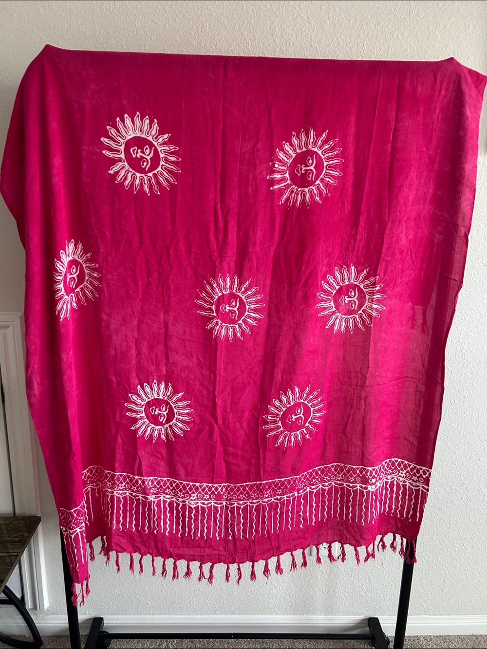 Pink Sun Motif Hand dye Sarong pareo wrap